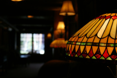 The tortoiseshell lamps in a hotel in the Adirondacks